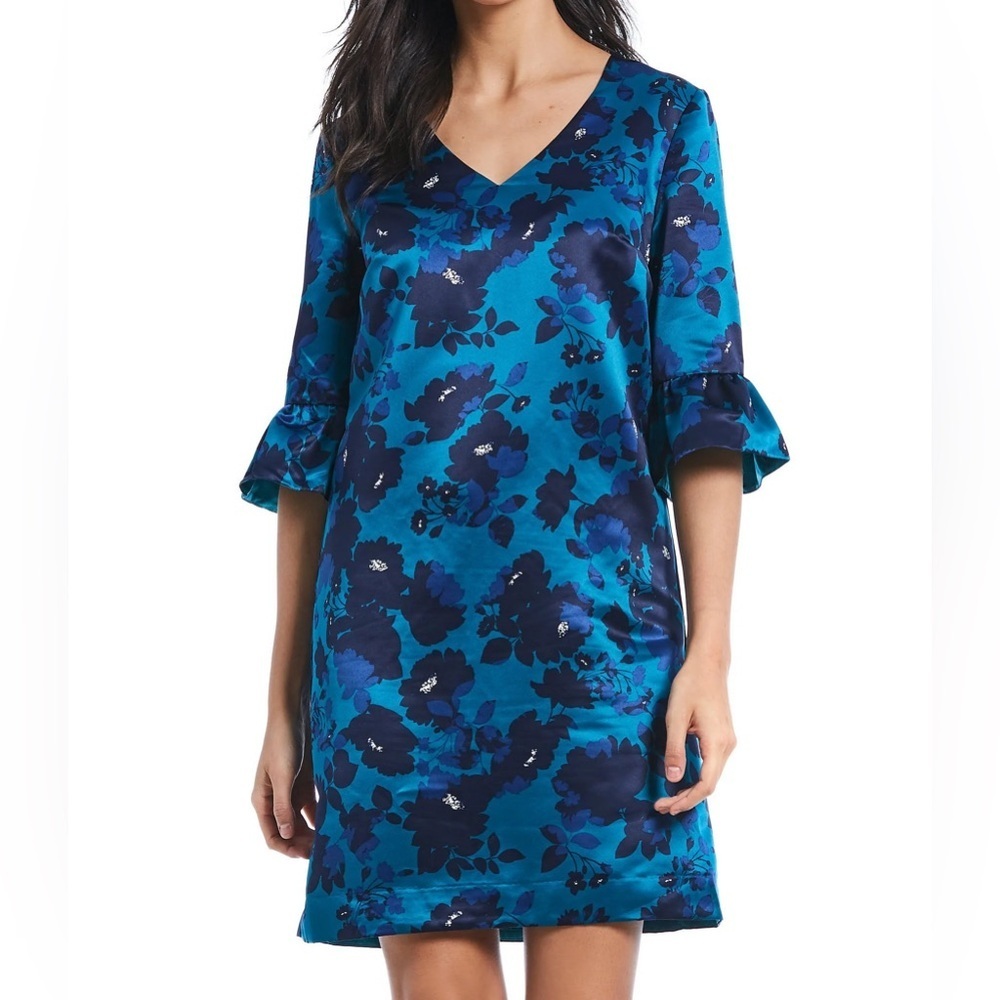 Draper James Bell Sleeve Mini Dress Sz 2 Floral A-Line